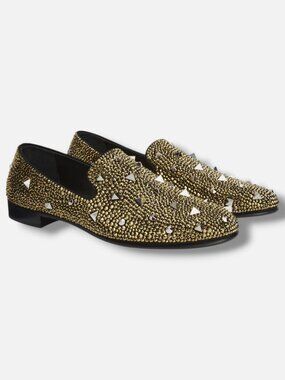 Giuseppe Zanotti Men's Gold Kevin Sacchetto Slip-on Loafers Shoe Size 42